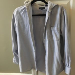 Light Blue and White Checkered Button Up